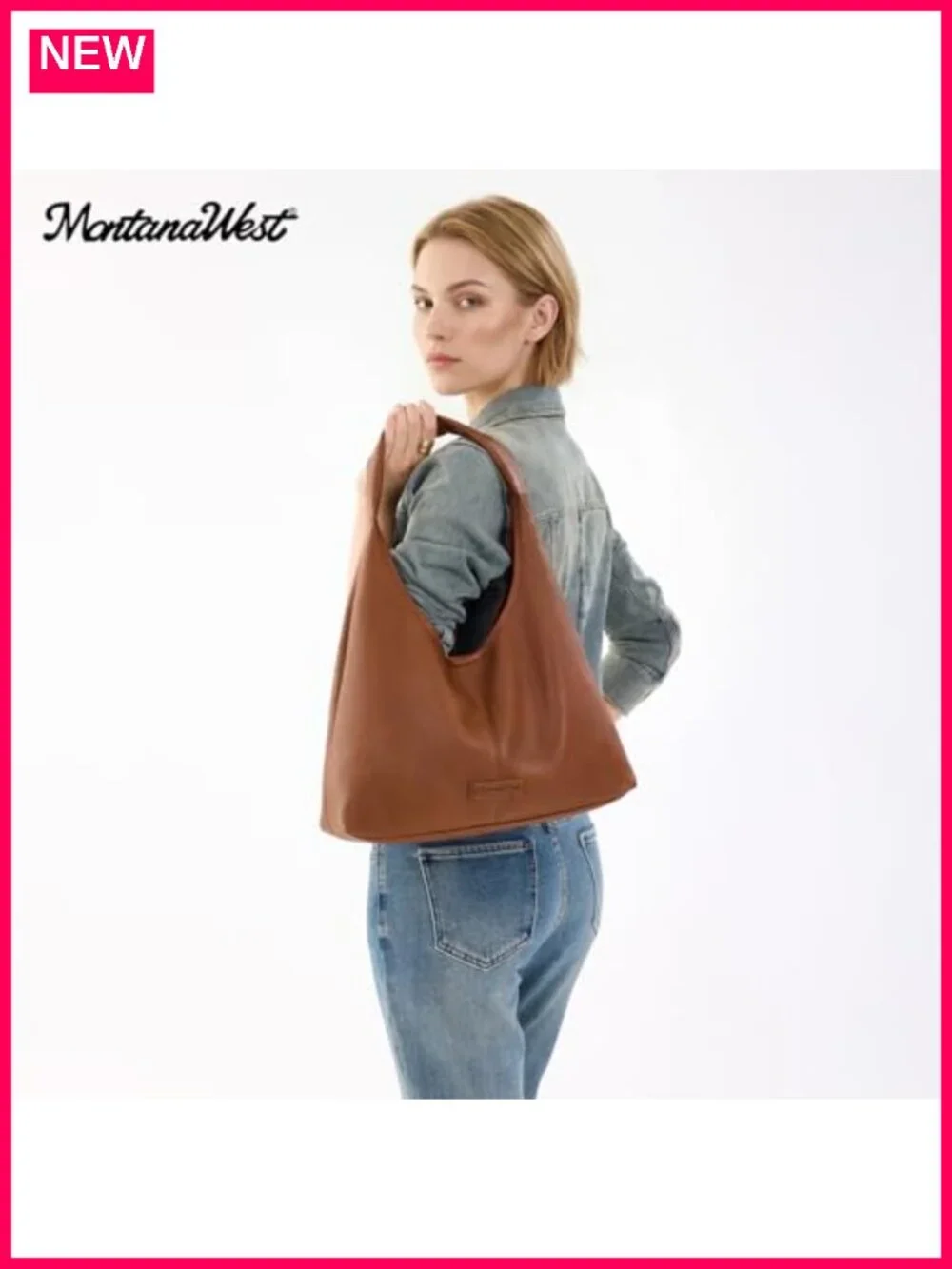 Hobo Shoulder Bag Soft PU Leather Slouchy Tote with Pouch